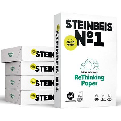 Steinbeis No.1 A4 Classic Recycled Paper, Off-White, 80gsm, Box (5 x 500 Sheets)