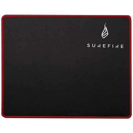 SureFire Silent Flight 320 Gaming Mouse Pad, Black and Red
