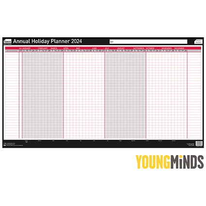 Sasco Annual Holiday Planner, Unmounted, 750x410mm, 2024