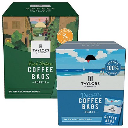 Taylors of Harrogate Rich Italian Coffee Bags, Pack of 80 - Get Taylors Decaf Coffee Bags, Pack of 80 Free