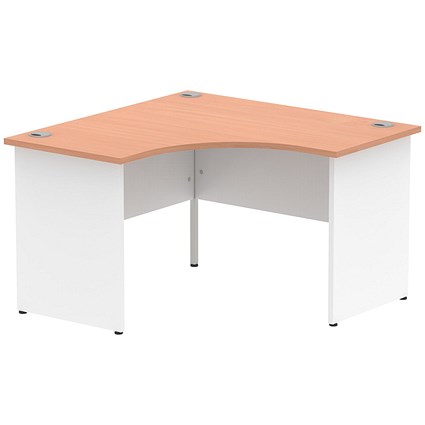 Impulse 1200mm Two-Tone Corner Desk, White Panel End Leg, Beech Top