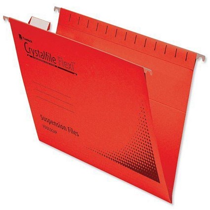 Rexel Crystalfile Flexi Manilla Suspension Files, V Base, Foolscap, Red, Pack of 50