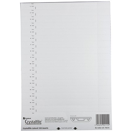 Rexel Cyrstalfile Classic and Extra Lateral Suspension File Card Inserts, White, Pack of 25