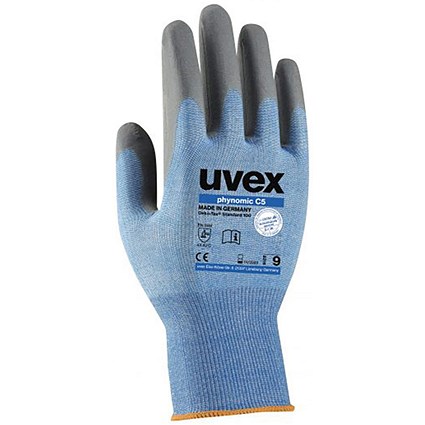 Uvex Phynomic C5 Gloves, Blue, Large, Pack of 10