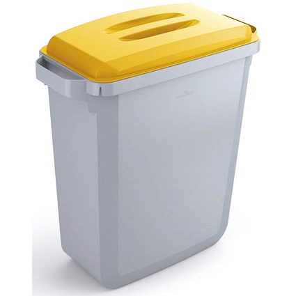 Durable Durabin Waste Bin, 60 Litre, Grey with Yellow Lid