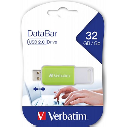 Verbatim Databar USB 2.0 Flash Drive, 32GB