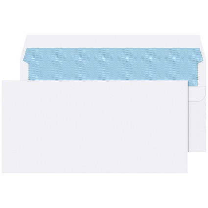 DL Envelopes, Self Seal, 90gsm, White, Pack of 1000