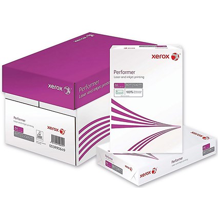 Xerox A4 Performer Paper, White, 80gsm, Box (5 x 500 Sheets)