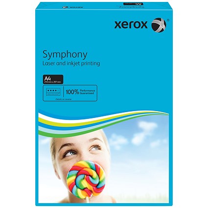 Xerox Symphony Tints Paper - Deep Blue, A4, 80gsm, Ream (500 Sheets)