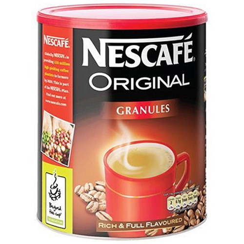 Nescafe Original Instant Coffee Granules Tin 750g Offer includes 2 Free packs of Kit Kats