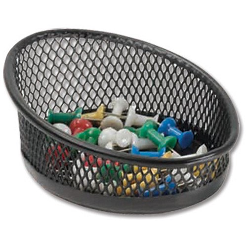 Alba Mesh Paper Clip Holder Metal Stackable Round W95xD95xH47mm Black