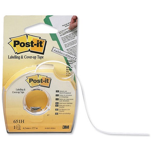 Postit Labelling and Coverup Tape for 1 Line / Repositionable / W4