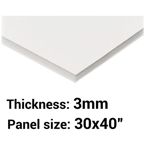 Foamboard / 30'' x 40'' / White / 3mm Thick / Box of 40