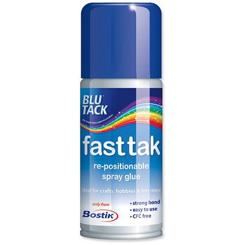 Bostik BluTack Fast Tak Adhesive Spray Can Repositionable 150ml [Pack 6]
