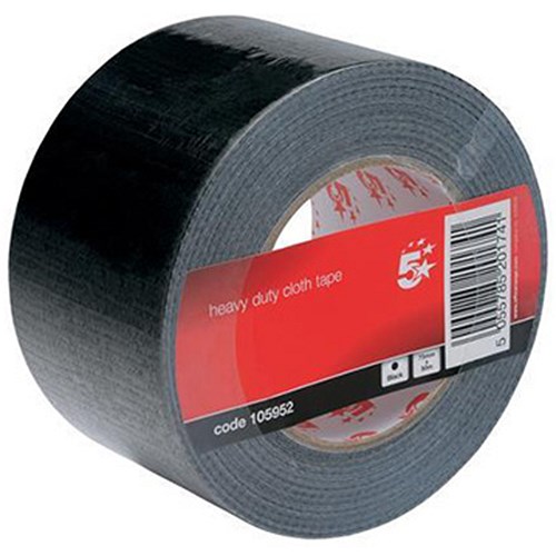 5 Star Heavyduty Cloth Tape Roll / 75mmx50m / Black