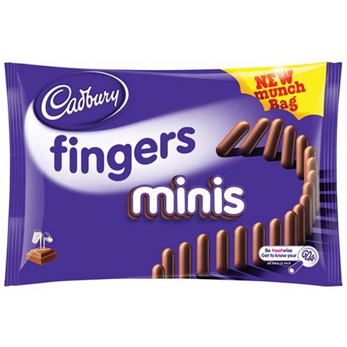 Cadbury Mini Chocolate Fingers Snack Pack 40g Bag [24 Bags]