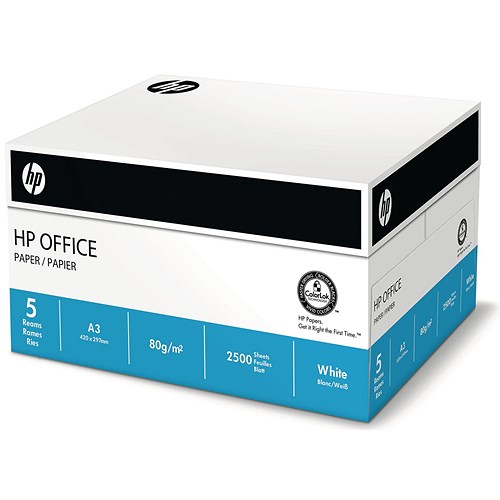 HP A3 Multifunctional Printing Paper / White / 80gsm / Box (5 x 500 Sheets)