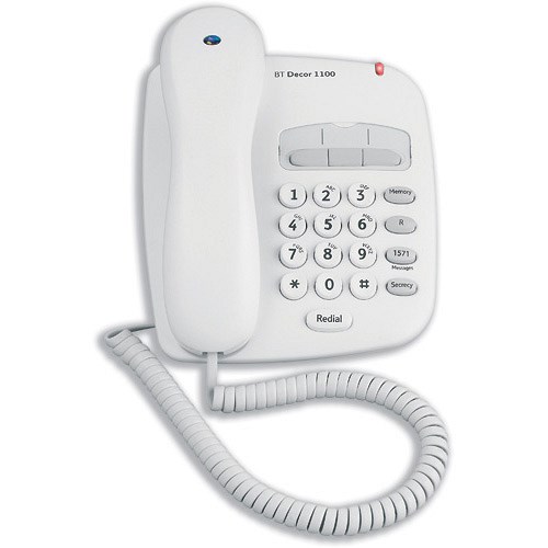 BT Decor 1100 Telephone 3 10 Speeddial Memories White