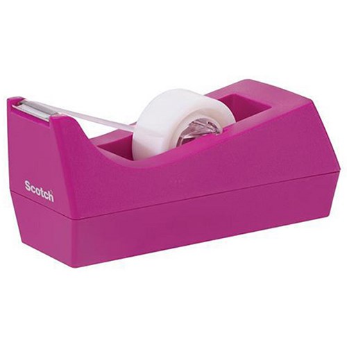 Scotch Magic Tape C38 Dispenser + 1 Tape Roll Fuchsia