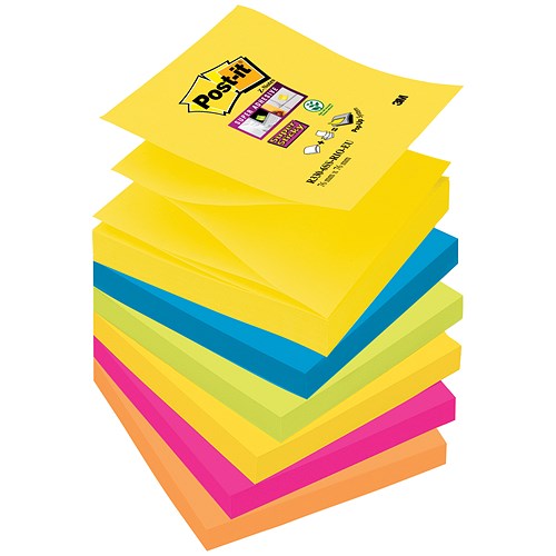 Postit Super Sticky ZNotes / 76x76mm / Rio / Pack of 6 x 90 Notes