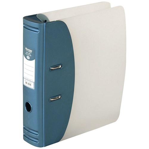 Hermes A4 Lever Arch File / Plastic / 80mm Spine / Metallic Blue