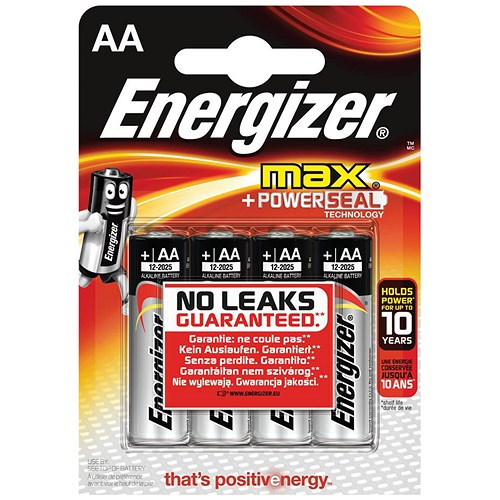 Energizer Max AA/E91 Batteries Pack of 4