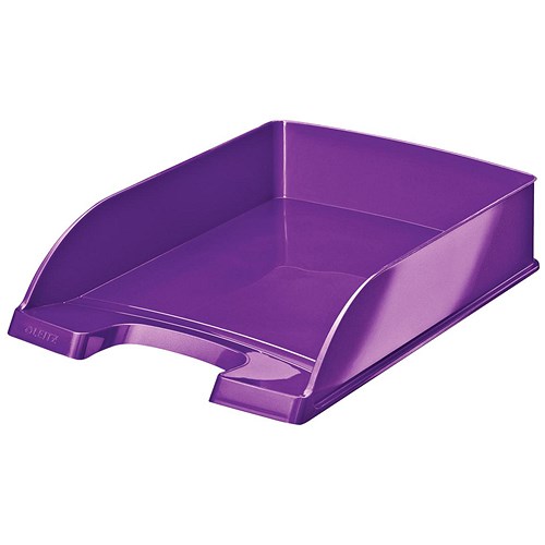 Leitz Bright Stackable Letter Tray Glossy Metallic Purple