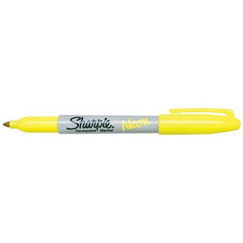 Sharpie Neon Permanent Markers / Yellow / Pack of 12