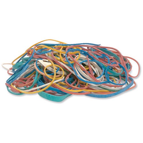 Quality Rubber Bands / Assorted Sizes and Colours / 100g Box
