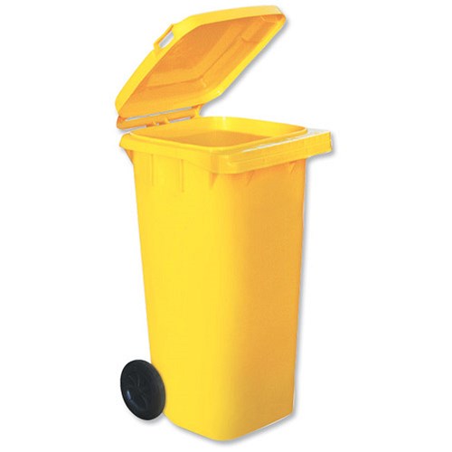 Wheelie Bin with Rear Wheels / 120 Litre / Yellow