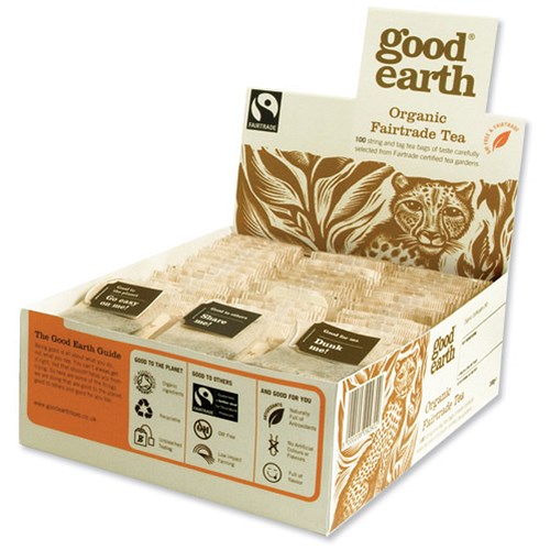 Good Earth Tea Bags Fairtrade Organic Unbleached String and Tag