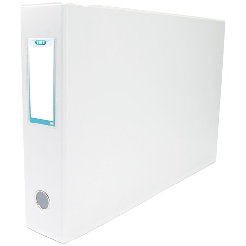 Elba A3 Lever Arch Files / PVC / 85mm Spine / Landscape / White / Pack of 2