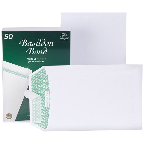Basildon Bond Recycled C5 Pocket Envelopes / White / Peel & Seal