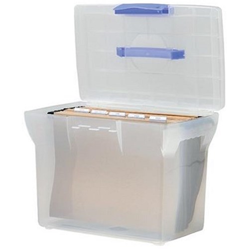 A4 Plastic File Box Clear With White Lid