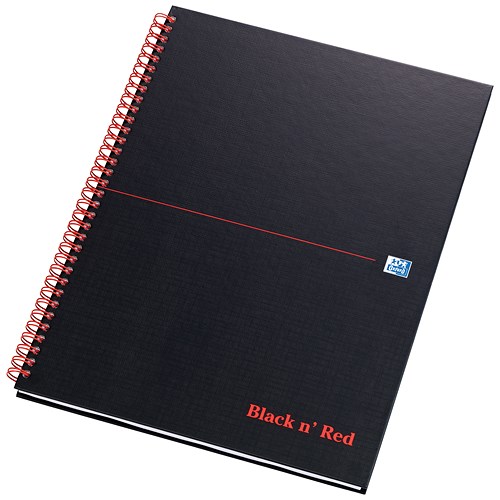 Black n' Red Wirebound Notebook / A4 / Smart Ruled & Perforated / 140 Pages / Pack of 5