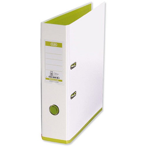 Elba MyColour A4 Lever Arch File / Plastic / 80mm Spine / White & Lime