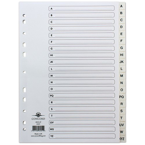 Concord Index Dividers / AZ / A4 / White