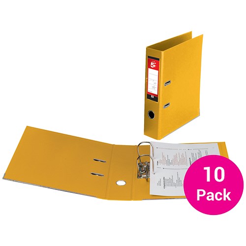 5 Star A4 Lever Arch Files / Plastic / Yellow / Pack of 10