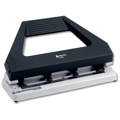 Rexel 420 Hole Punch / Adjustable with 4 Dies / Black and Grey / Punch