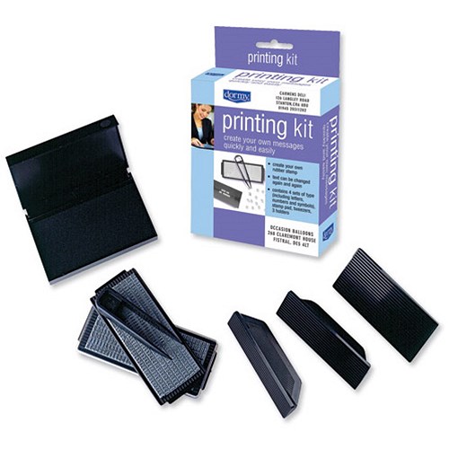 Dormy Printing Kit Rubber Type, Tweezers, 3 Holders & Stamp Pad