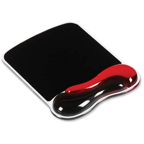 Kensington Duo Mouse Mat Pad with Wrist Rest Gel Wave Red and Black