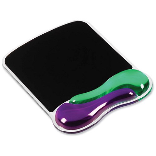 Kensington Duo Mouse Mat Pad with Wrist Rest Gel Wave Green and Purple