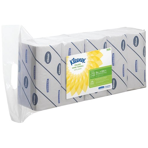 Kleenex Ultra Hand Towels / 2Ply / White / 5 Packs of 124 Sheets