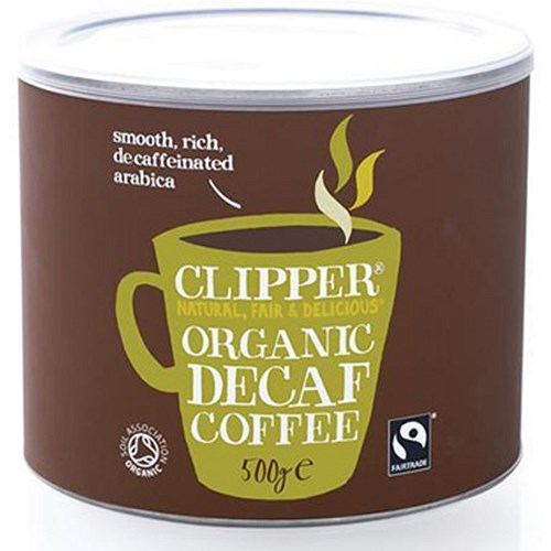 Clipper Fairtrade Organic Instant Decaffeinated Freeze Dried Coffee Granules 500g Tin
