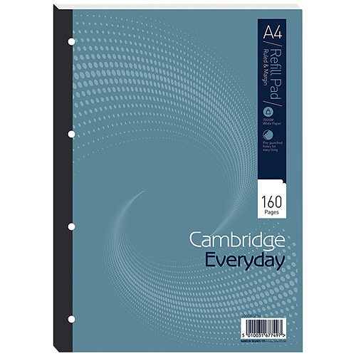 Cambridge Refill Pad / A4 / Feint / Ruled with Margin / 4 Holes / 160