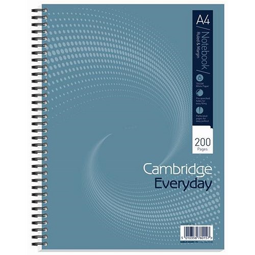 Cambridge Wirebound Notebook / A4 / Punched / Perforated / Ruled