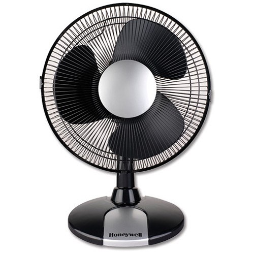 Honeywell Desk Fan Stand Oscillating with Tilt 3Speed Black/Silver