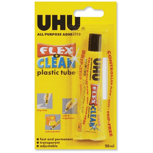 UHU Flex and Clean All Purpose Adhesive Glue Dripfree in Plastic Tube 20ml
