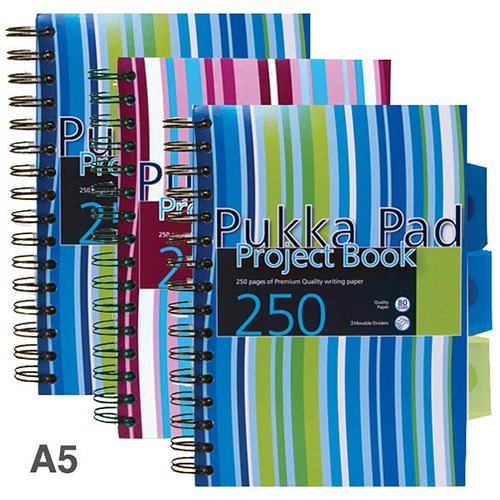 Pukka Pad Wirebound Project Notebook / A5 / Ruled / 250 Pages / 3
