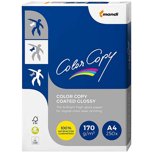 Color Copy A4 Glossy Double Sided Colour Laser Paper White / 170gsm / 250 Sheets